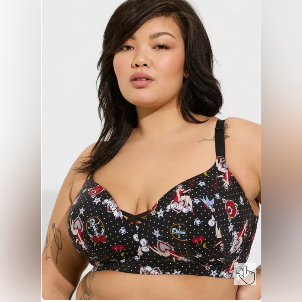 NWOT Torrid Dream Wire-Free Push-Up Bra - Lovers Tattoo Print - Size 46C